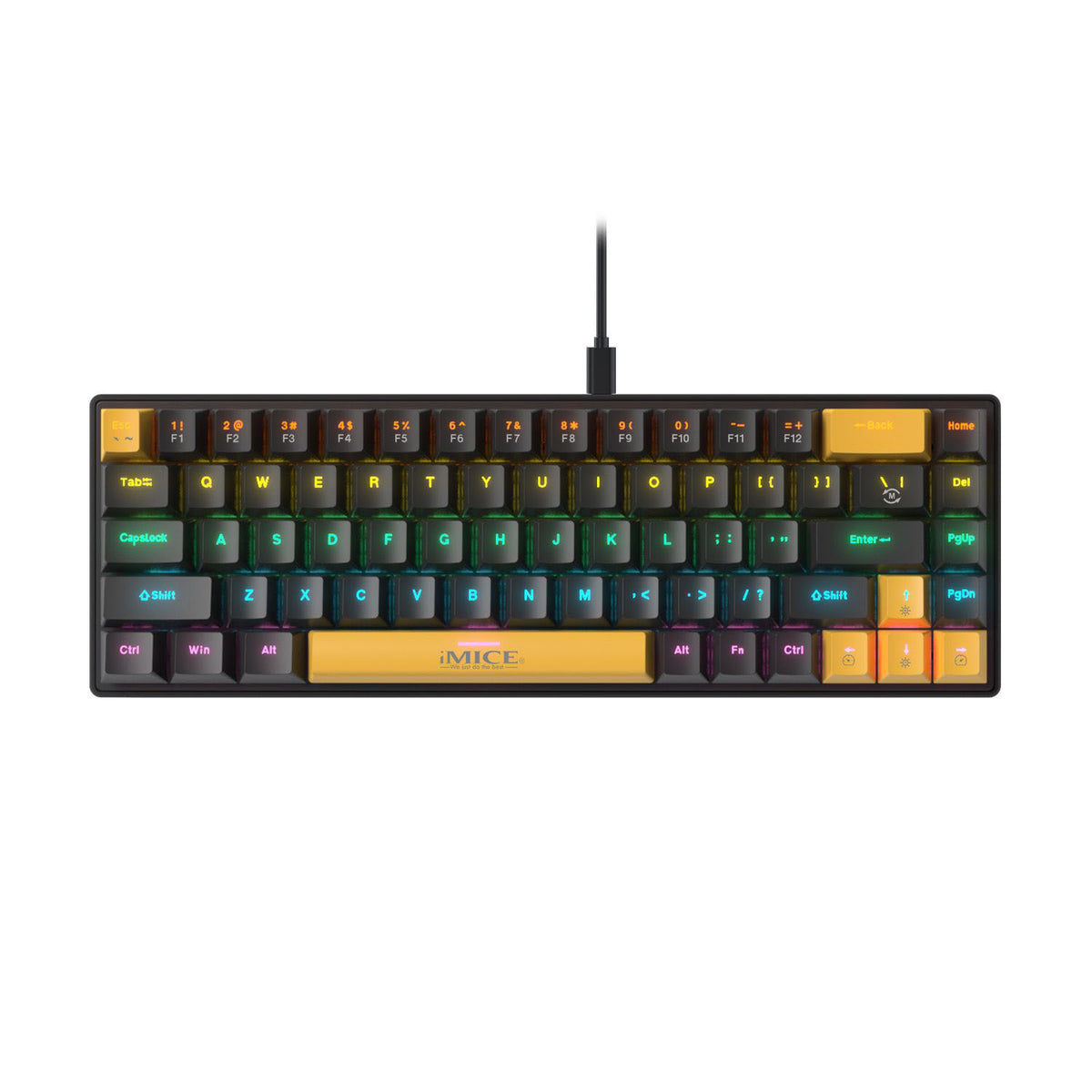 GK-690 Compact 68-Key Wired Mechanical Keyboard — Black/Yellow